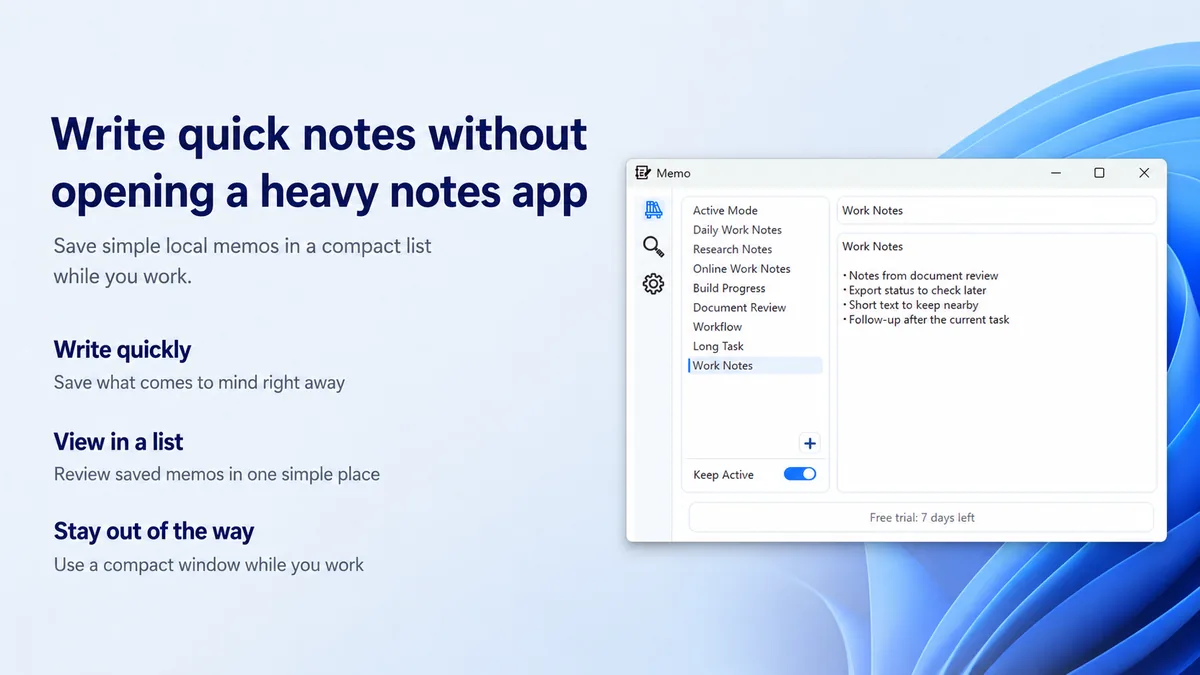 ActiveMemo compact memo list